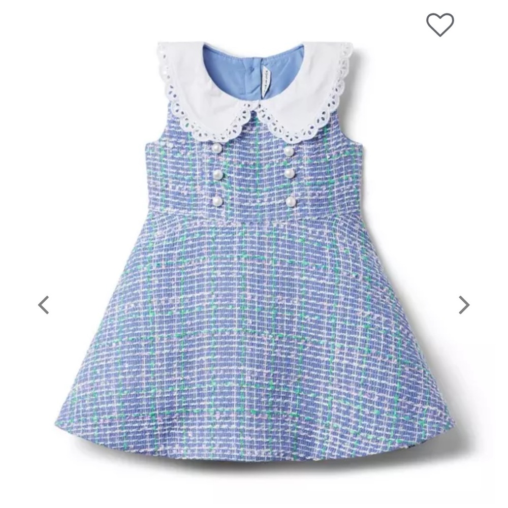 Janie and Jack Blue and White A-Line Dress with Peter Pan Collar